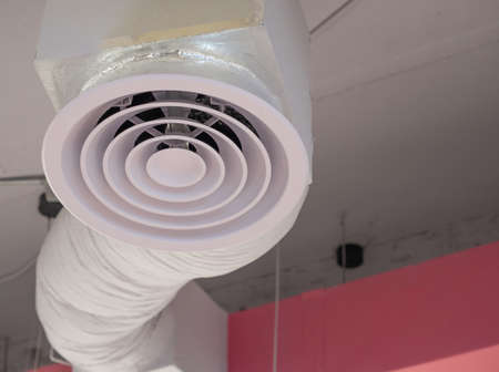 Air Ventilating tube installed on the ceiling of the office building or mall.