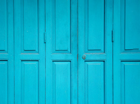 Blue vintage wooden door textured and background.