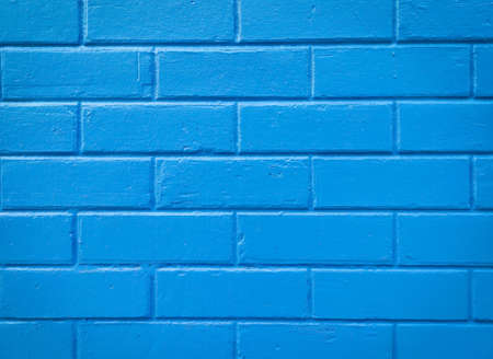 Blue block brick wall background for interior work.の写真素材