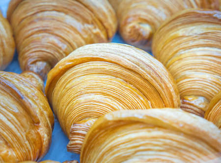 Fresh croissants or French pastries are ready for breakfast.の写真素材