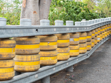 flexible road fence Prevent the car from overturning for car reduce the loss.の写真素材