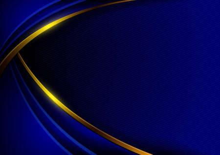 Abstract background in dark blue tones arranged in layers with golden curves. vectorの写真素材