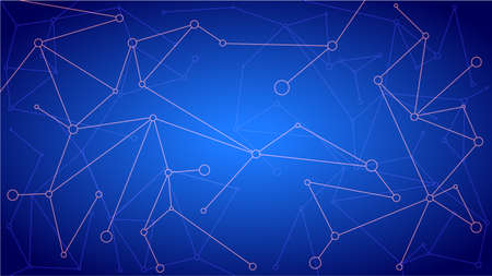 The connection is characteristic of molecular technology with geometric shapes on a dark blue background. Illustration Vectorのイラスト素材