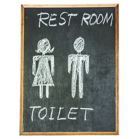 Toilet sign on blackboardの写真素材