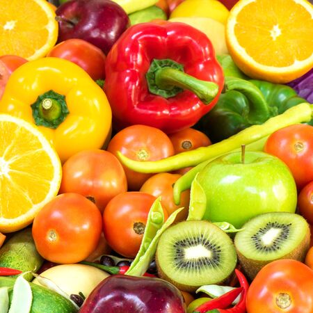 Group of Fruits and vegetables for healthyの写真素材