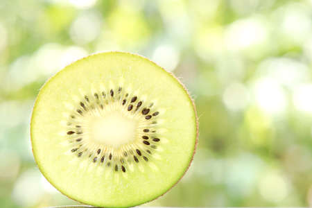 Close up Kiwi fruits on natural backgroundの写真素材