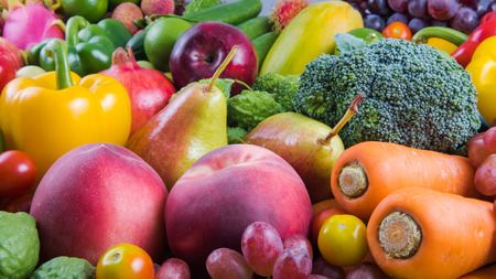 Nutritious fruit and vegetables organic for healthyの写真素材