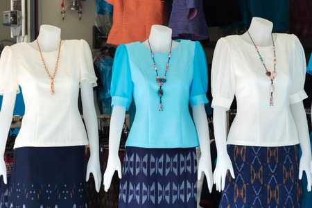 Model put on beautiful thai clothの写真素材