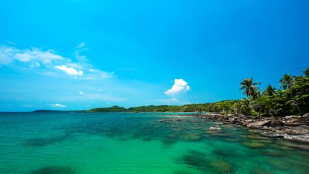 Reef and shallow beach at Koh Kood Islandの写真素材