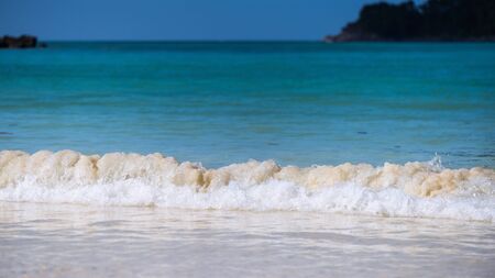 Closeup water splash at tropical sea, Selective focus shallow dept of fieldの写真素材