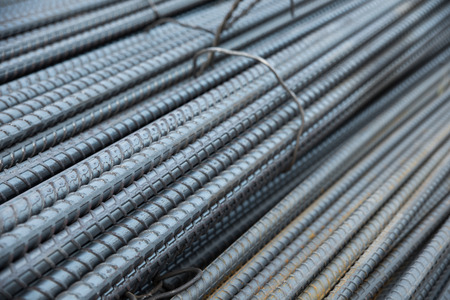Steel rods used in reinforce construction concreteの写真素材