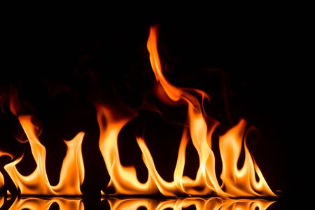 Fire flames on black background