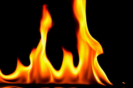 Fire flames on black background