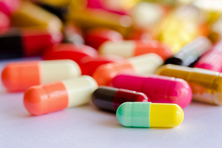 Closeup capsule pills medicineの写真素材