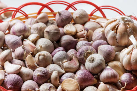 Close-up garlic bulb in container