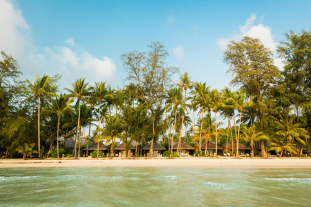 Beautiful exotic beach and very nice beach for relaxation, Breathtaking white sandy with coconut palm tree at Koh Kood Island, Located Trat province, Thailandの写真素材