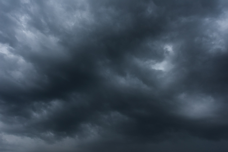Dark sky and black clouds before rainy, Dramatic black cloud and thunderstorm