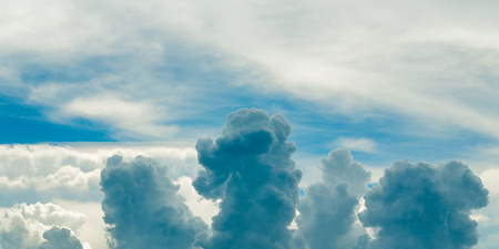 Closeup cumulus cloud with blue sky, Convectional and veretical clouds