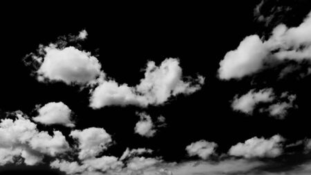 White cloud isolated on black background, Black and white cloudscape imageの写真素材