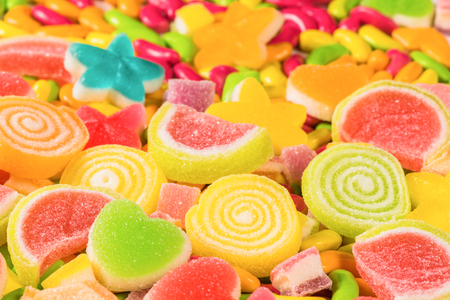 Various colorful sugary candy backgroundの写真素材