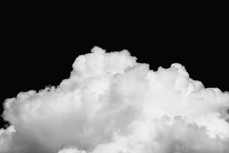 Close-up cumulus clouds isolated on black background, Black sky with white clouds close-upの写真素材