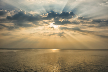 Fantastic sunset with dramatic cloudの写真素材