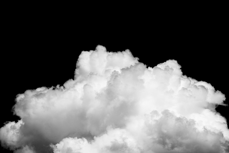 Close-up white cumulus cloud on black backgroundの写真素材