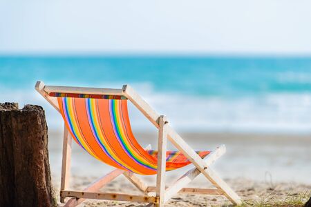 Chair beach for relaxation, Closeup chair beach in sumer