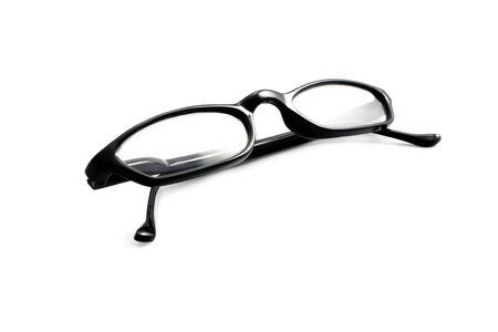 An isolated pair of black plastic glasses.の写真素材