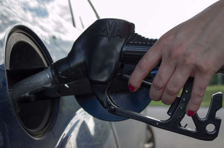 Gas pump at gas station の写真素材