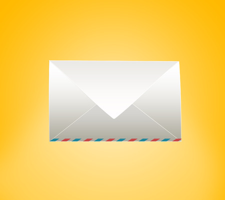 Closed envelope on a yellow backgroundの写真素材