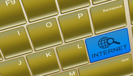 Closeup of computer keyboard with internet buttonの写真素材