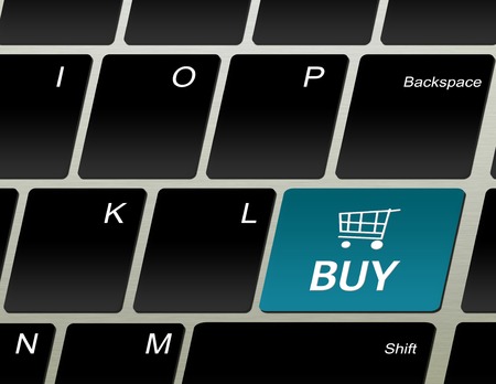 Computer keyboard with buy buttonの写真素材