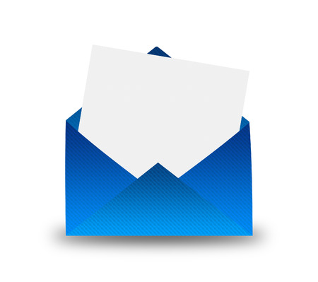 Blue Envelope with letter on a white backgroundの写真素材