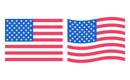 flag in celebration of American Independence Day or memorial kawaii doodle flat vector illustrationのイラスト素材