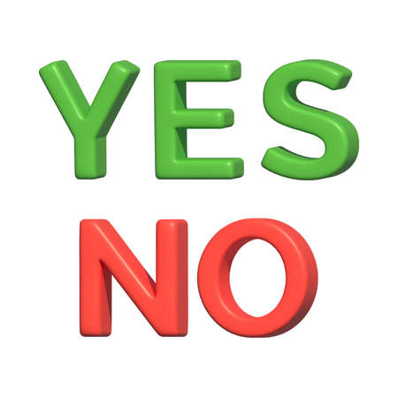 green yes and red no virtual modern 3d render shiny glossy textureの写真素材