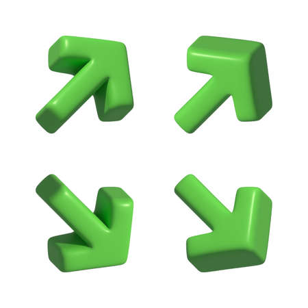 green arrow in different side virtual modern 3d render shiny glossy textureの写真素材