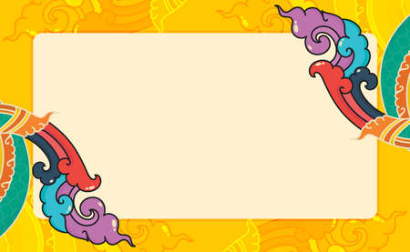 tail of the thailand serpent colour full kawaii doodle flat cartoon vector illustration border frame templateのイラスト素材