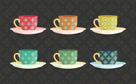 Thailand Benjarong cup filigree decoration vector illustrationのイラスト素材