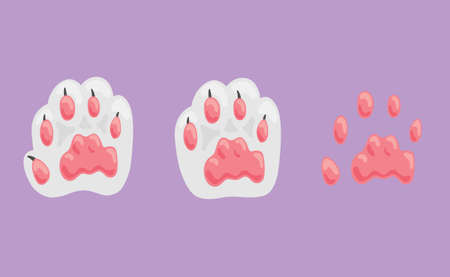 Pink Cat paw on sweet cute illustrationsのイラスト素材