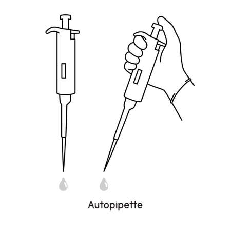 Auto pipette diagram for experiment setup lab outline vector illustrationのイラスト素材