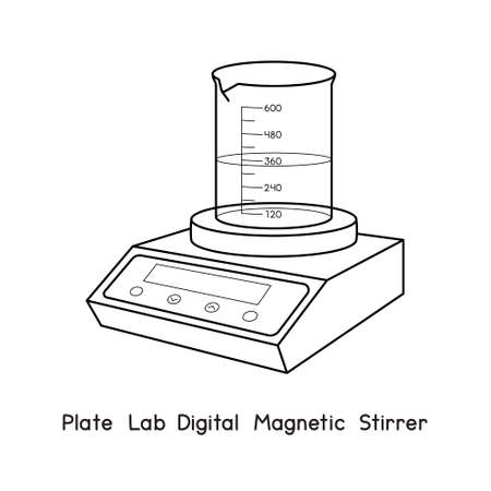 Plate Lab Digital Magnetic Stirrer diagram for experiment setup lab outline vector illustrationのイラスト素材