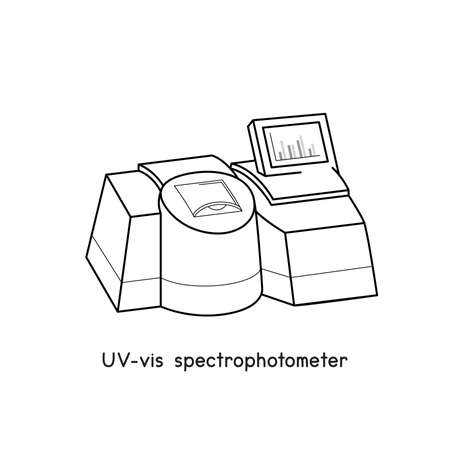 UV-vis spectrophotometer diagram for experiment setup lab outline vector illustrationのイラスト素材