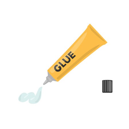 Make the clear glue out of the yellow metal tube for art craft vector illustrationのイラスト素材