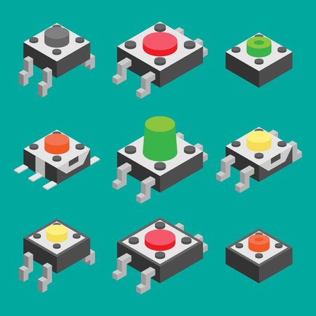 isometract Electronic Switches buttons vector illustration