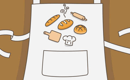 many kinds of blueberry bread 
 on apron many kinds of bread  kawaii doodle flat cartoon vector illustrationのイラスト素材