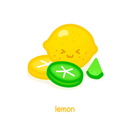 lemon and lime kawaii doodle flat cartoon vector illustrationのイラスト素材