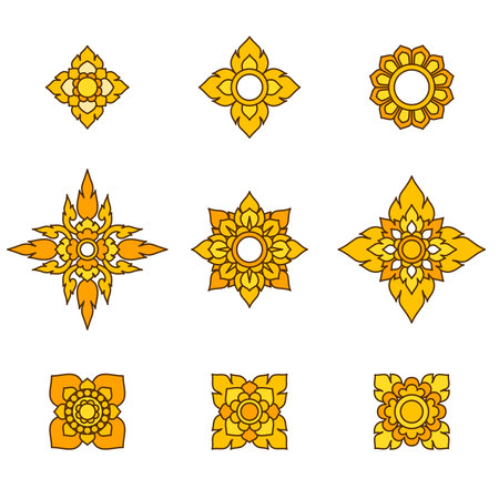 thai gold flower pattern filigree decoration vector illustrationのイラスト素材