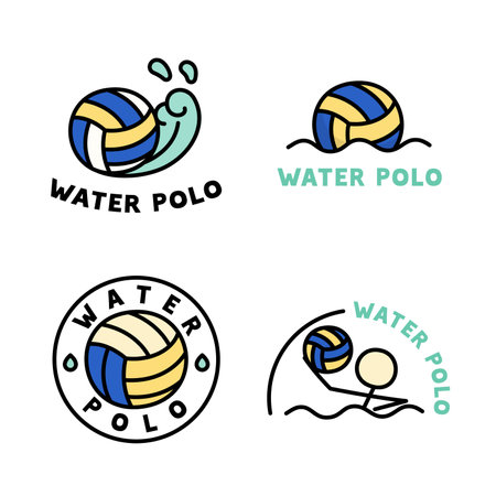 water polo logo kawaii doodle flat cartoon vector illustrationのイラスト素材