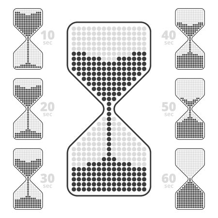 collection of  timer flat icons. Ten seconds interval hourglass pictograms.のイラスト素材